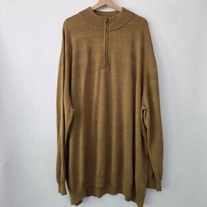 Cutter & Buck Sweater Brown Merino Wool Blend Quarter Zip Mens 5XB